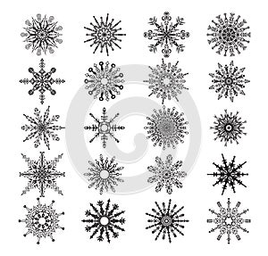 Snowflake drawing winter set vector illustration for Christmas a photo