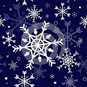 Snowflake element seamless pattern illustration design on dark blue background,vector. Christmas paper warping decoration concept.