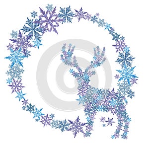 Snowflake Frame Decorated with Snowflake Deer Shape.