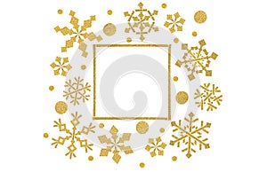 Snowflake frame paper cut on white background