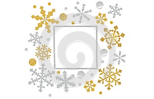Snowflake frame paper cut on white background