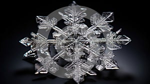 Snowflake frozen in a block of ice, crystal shard, backlit, beautiful lighting. Generative AI