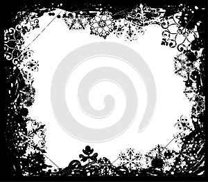 Snowflake grunge frame, elements for design, vector