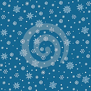 Snowflake hand drawn holiday background. Christmas vector seamless pattern