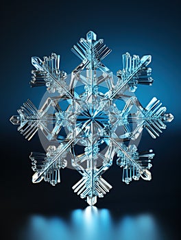 Snowflake, holiday ornament, Christmas decor, crystal clear shape closeup of snow element, snowflakes, winter symmetry