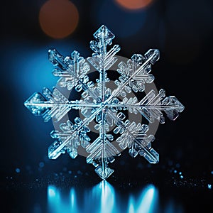 Snowflake, holiday ornament, Christmas decor, crystal clear shape closeup of snow element, snowflakes, winter symmetry