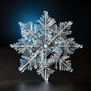 Snowflake, holiday ornament, Christmas decor, crystal clear shape closeup of snow element, snowflakes, winter symmetry