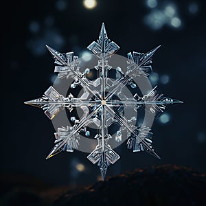 Snowflake, holiday ornament, Christmas decor, crystal clear shape closeup of snow element, snowflakes, winter symmetry