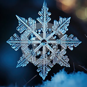 Snowflake, holiday ornament, Christmas decor, crystal clear shape closeup of snow element, snowflakes, winter symmetry