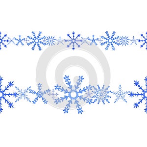 Snowflake horizontal border seamless pattern Christmas winter holidays hand drawn symbol of end of year family