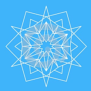 Snowflake icon, Christmas decoration. Ice snowflake, symmetrical illustration