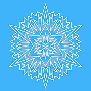 Snowflake icon, Christmas decoration. Ice snowflake, symmetrical star mandala vector