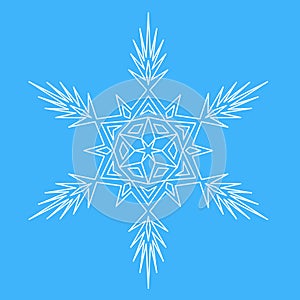 Snowflake icon, Christmas decoration. Icy snowflake, symmetrical winter vector