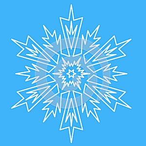 Snowflake icon, Christmas decoration. Icy snowflake, symmetrical winter vector