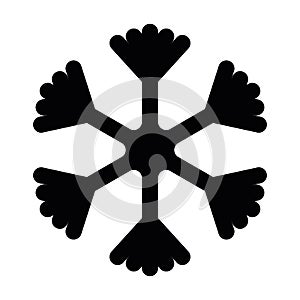 Snowflake icon. Christmas and winter theme. Simple flat black illustration with rounded corners on white background
