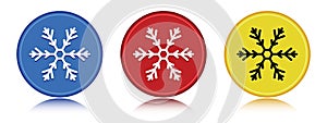 Snowflake icon flat round button set illustration