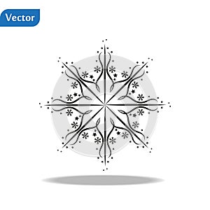 Snowflake icon. Flat vector illustration in black on white background. EPS 10