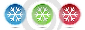 Snowflake icon glass round buttons set illustration