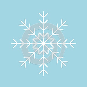 Snowflake icon isolated on a blue background. Vector illustration