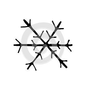 snowflake icon isolated on white background. Doodle. Winter and snow. Vector illustration.