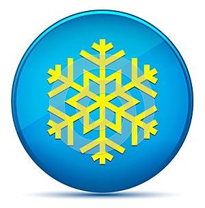 Snowflake icon modern flat cyan blue round button