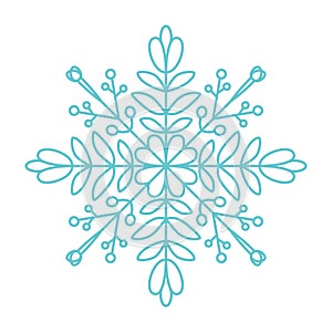 Snowflake icon. Simple flat vector line. Silhouette flake of snow