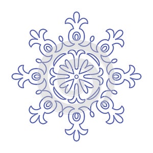 Snowflake icon. Simple flat vector line. Silhouette flake of snow