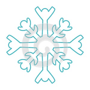 Snowflake icon. Simple flat vector line. Silhouette flake of snow