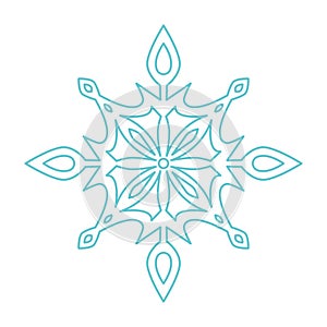 Snowflake icon. Simple flat vector line. Silhouette flake of snow