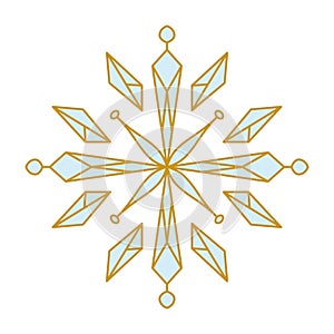 Snowflake icon. Simple flat vector line. Silhouette flake of snow