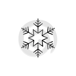 Snowflake icon. Snow in the winter. Simple flat black illustration
