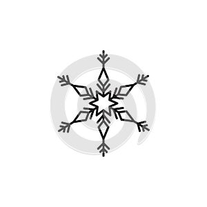 Snowflake icon. Snow in the winter. Simple flat black illustration