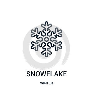 snowflake icon vector from winter collection. Thin line snowflake outline icon vector illustration. Linear symbol for use on web