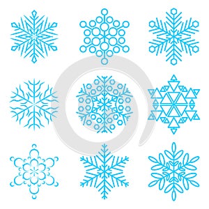 Snowflake icons collections. Can be used for web design elements for website or presentation.