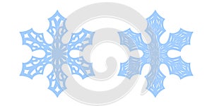 Snowflake icons set. Blue silhouette snow flake sign, isolated on white background. Flat design. Symbol of winter