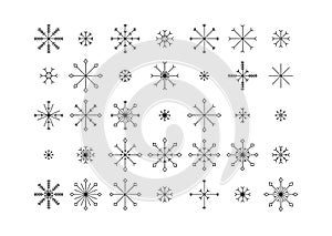 Snowflake icons set isolated on white background