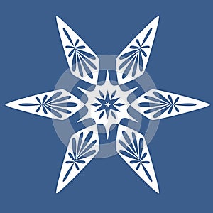 Snowflake illustration, symbol icon symmetrical mandala snowflake for design