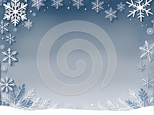 Snowflake and Leaf Gradient Background Image with Border Design