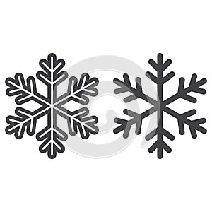 Snowflake line and glyph icon, New year