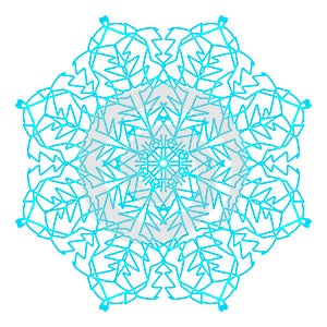 Snowflake mandala blue with patterns and lace