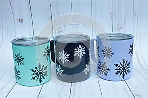 Snowflake Metal Coffee or Tea Mugs