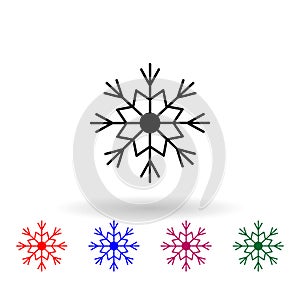 Snowflake multi color icon. Simple glyph, flat vector of winter icons for ui and ux, website or mobile application