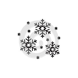 Snowflake outline icon isolated on white background. Decorative element for Christmas and New Year design