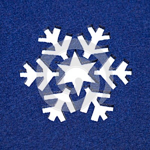 Snowflake Pattern Cut Out From Fluffy Blue Felt