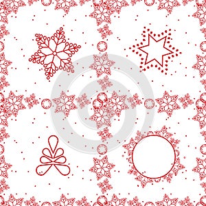 Snowflake pattern seamless red and white colors