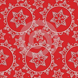 Snowflake pattern seamless red and white colors