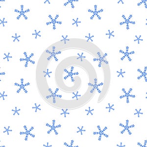 Snowflake seamless pattern Christmas winter holidays hand drawn symbol of end of the year family celebration, festive