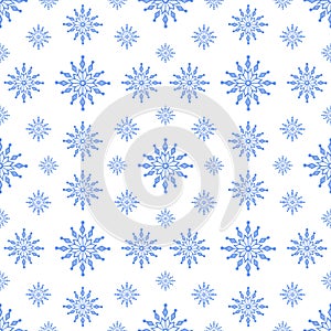 Snowflake seamless pattern Christmas winter holidays hand drawn symbol of end of the year family celebration, festive mood simple