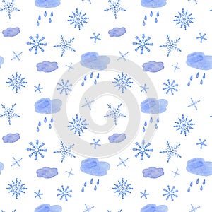 Snowflake seamless pattern Christmas winter holidays hand drawn symbol of end of the year family celebration, festive