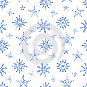 Snowflake seamless pattern Christmas winter holidays hand drawn symbol of end of the year family celebration, festive